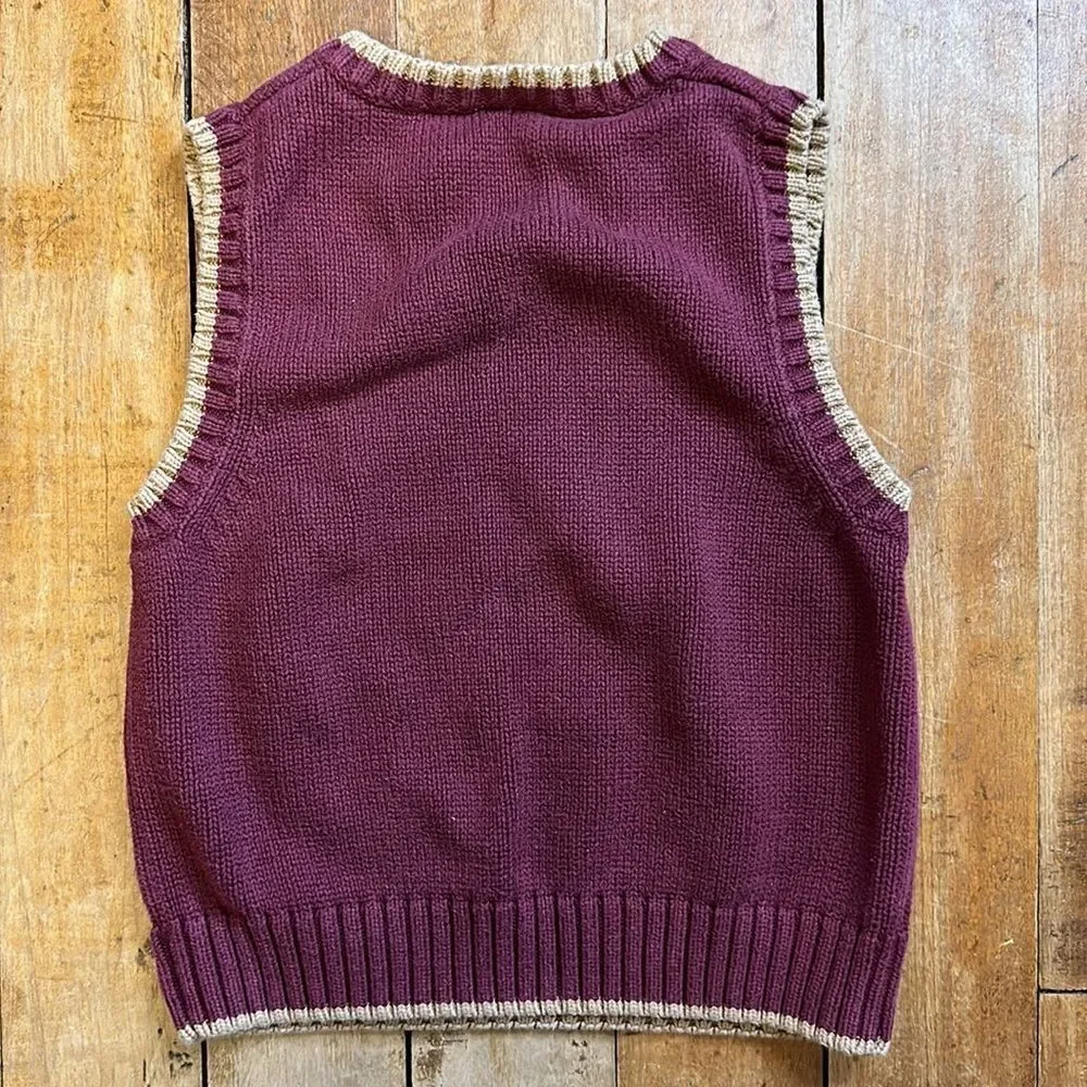Gymboree sweater vest size 3 to 4 maroon vintage cotton knit Easter Spring
